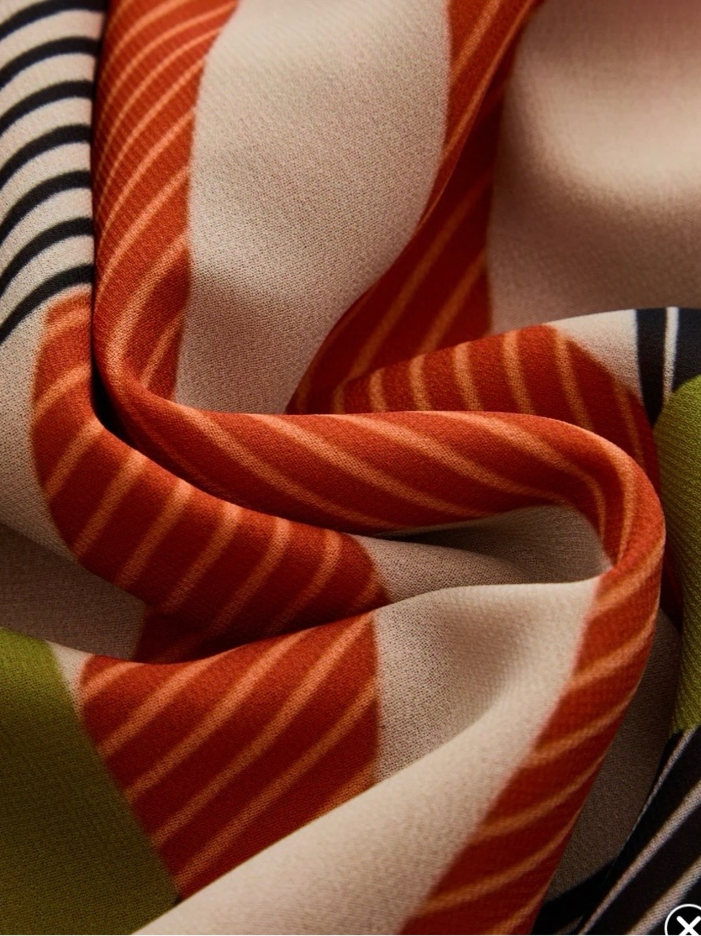 Commense Olive, Orange, Black & Cream Asymmetrical Stripe Dress - Picture 3 of 3